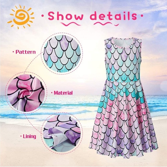 Vibrant Space and Mermaid Kids Dress Set - Picture 12 of 15